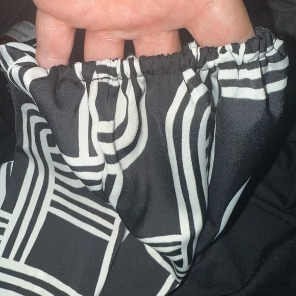 NWT Nine West Black & White Blouse Puff Sleeve Mineral Black Womens Size XXL NEW - Picture 7 of 8